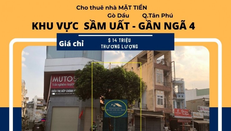 Cho thuê nhà Mặt Tiền Gò Dầu 90m2, 14 triệu